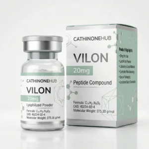 Vilon 20mg research peptide vial containing lyophilized powder for laboratory and scientific research