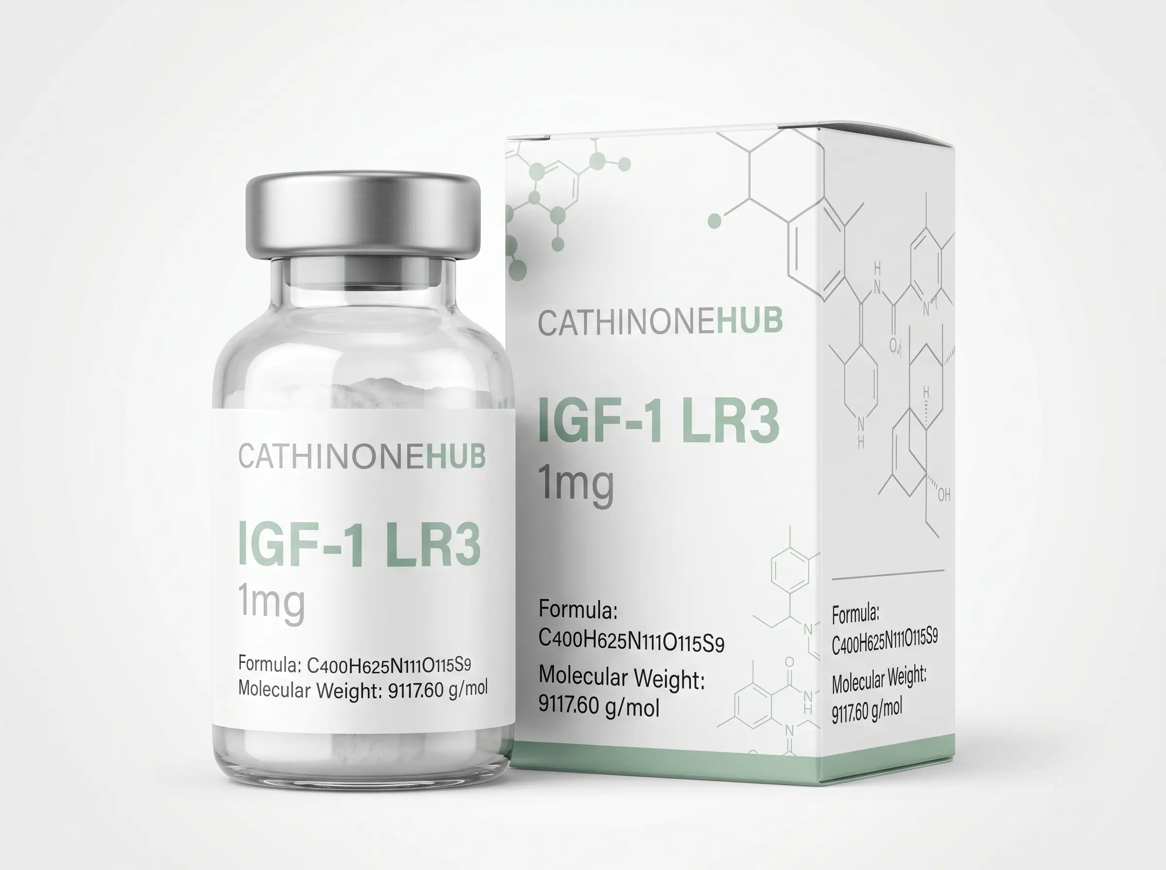 IGF-1 LR3 1mg research peptide lyophilized powder in laboratory-grade vial
